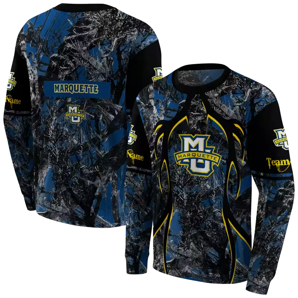 customized marquette golden eagles hunting theme blue black hoodie premium grade customized marquette golden eagles hunting theme blue black hoodie premium grade