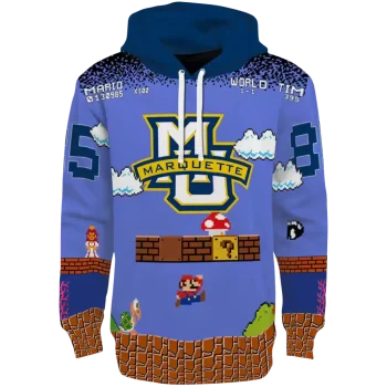 customized marquette golden eagles mario blue black hoodie best selling
