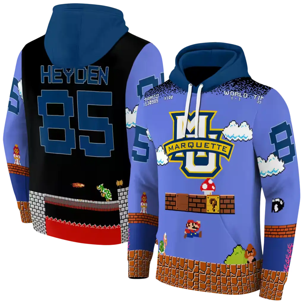 customized marquette golden eagles mario blue black hoodie fashion forward customized marquette golden eagles mario blue black hoodie fashion forward