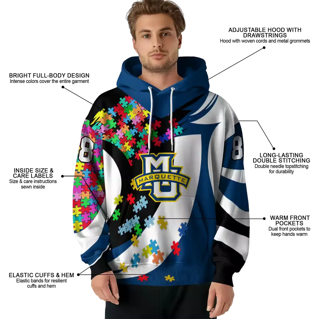 customized marquette golden eagles puzzle pieces blue hoodie latest model customized marquette golden eagles puzzle pieces blue hoodie latest model