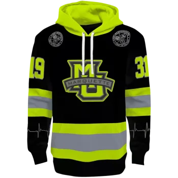 customized marquette golden eagles safety motif black neon green hoodie best selling
