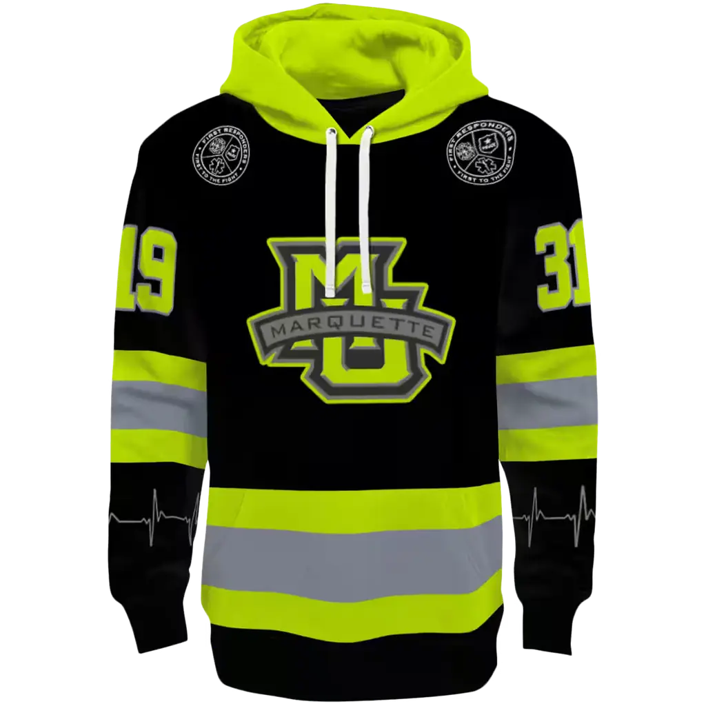 customized marquette golden eagles safety motif black neon green hoodie best selling customized marquette golden eagles safety motif black neon green hoodie best selling