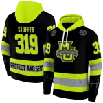 customized marquette golden eagles safety motif black neon green hoodie best selling