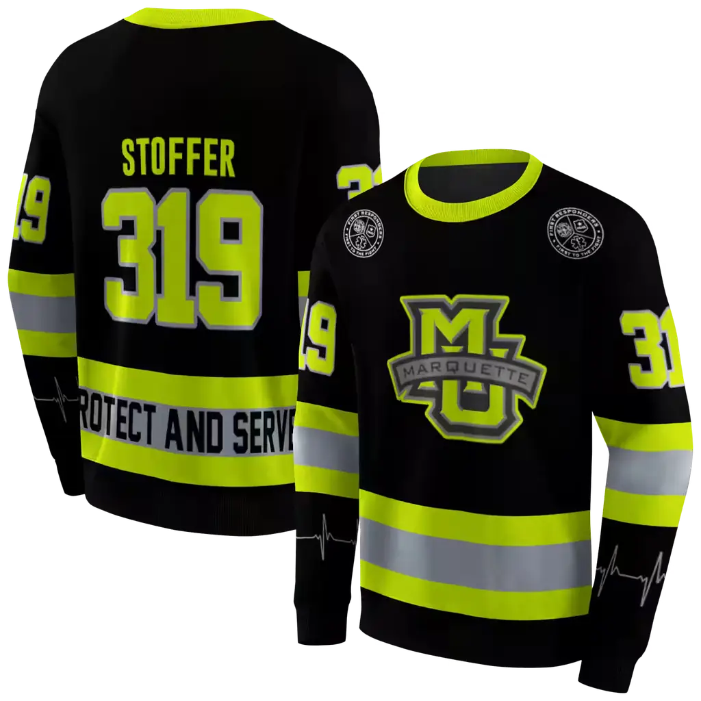 customized marquette golden eagles safety motif black neon green hoodie premium grade customized marquette golden eagles safety motif black neon green hoodie premium grade