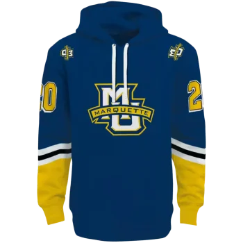 customized marquette golden eagles striped sleeves blue hoodie best selling