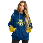 customized marquette golden eagles striped sleeves blue hoodie best selling