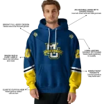 customized marquette golden eagles striped sleeves blue hoodie best selling