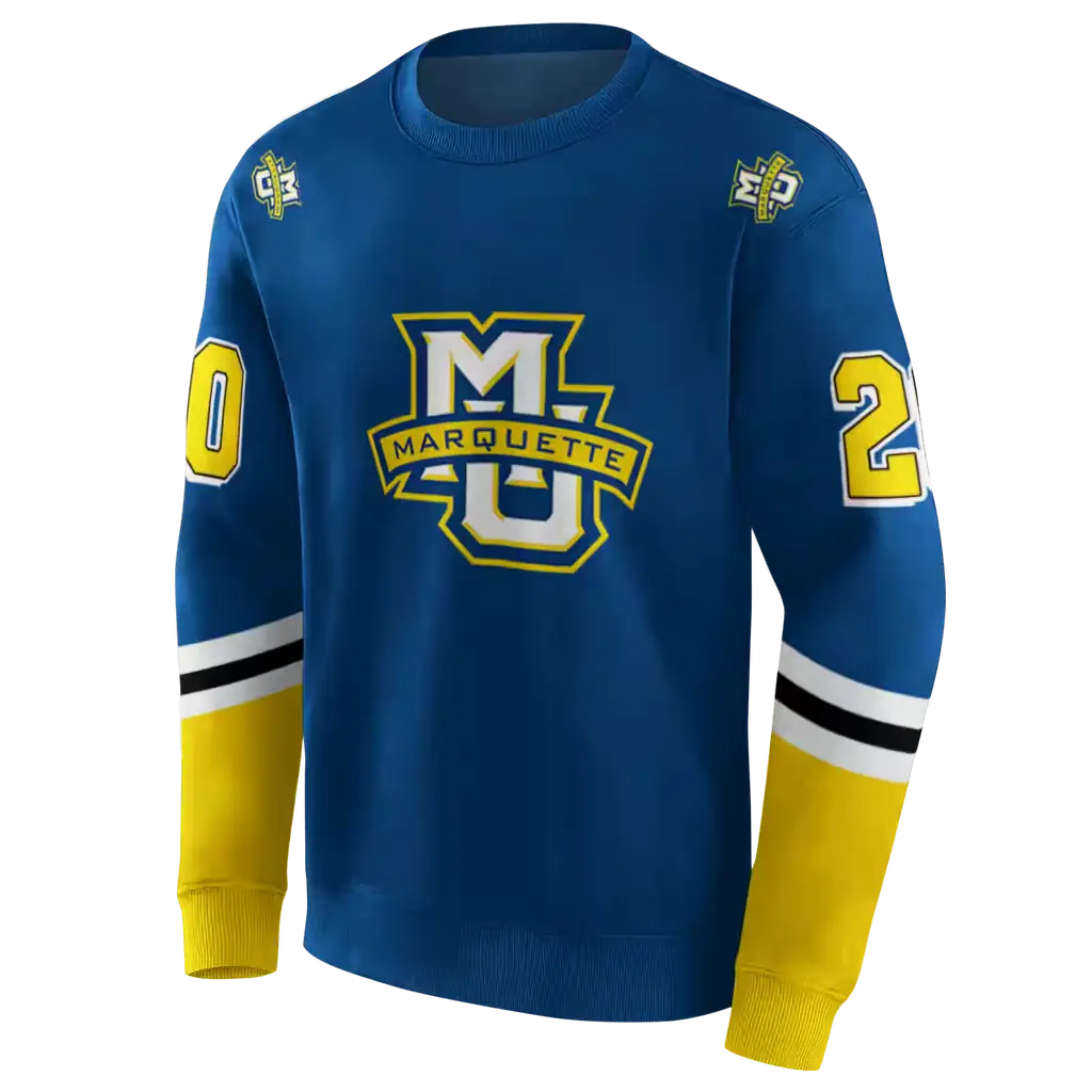 customized marquette golden eagles striped sleeves blue hoodie new arrival customized marquette golden eagles striped sleeves blue hoodie new arrival