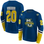 customized marquette golden eagles striped sleeves blue hoodie best selling