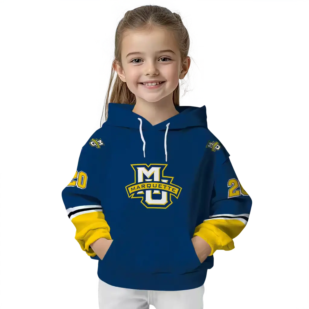 customized marquette golden eagles striped sleeves blue hoodie top rated customized marquette golden eagles striped sleeves blue hoodie top rated
