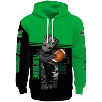 customized marshall thundering herd baby groot green black hoodie best selling