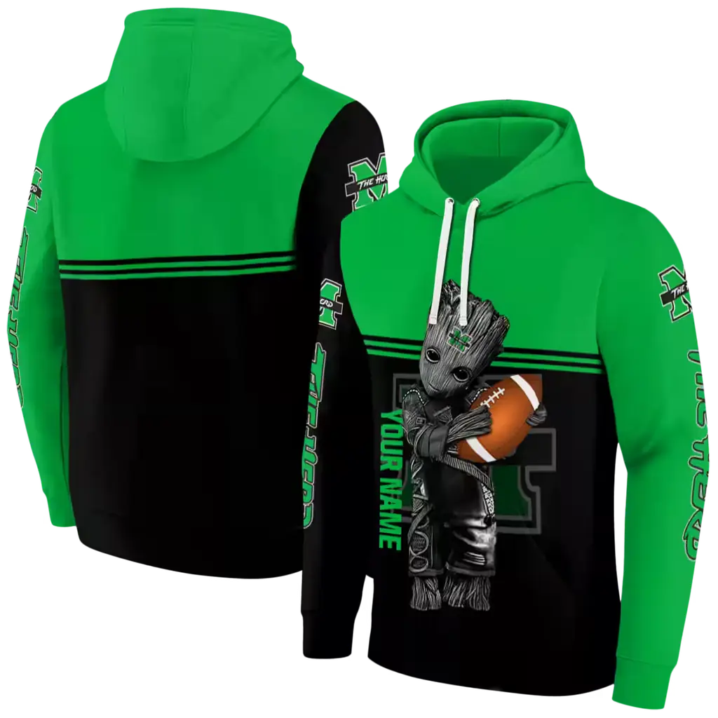 customized marshall thundering herd baby groot green black hoodie fashion forward customized marshall thundering herd baby groot green black hoodie fashion forward