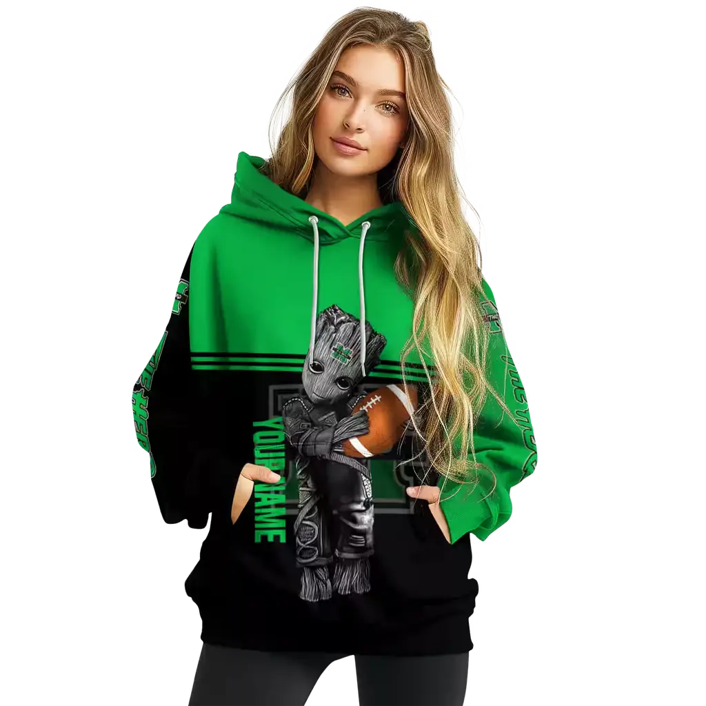 customized marshall thundering herd baby groot green black hoodie high quality customized marshall thundering herd baby groot green black hoodie high quality