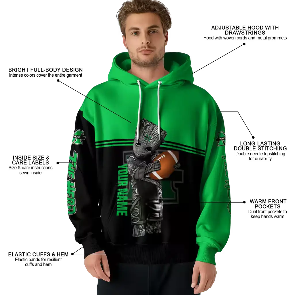 customized marshall thundering herd baby groot green black hoodie latest model customized marshall thundering herd baby groot green black hoodie latest model
