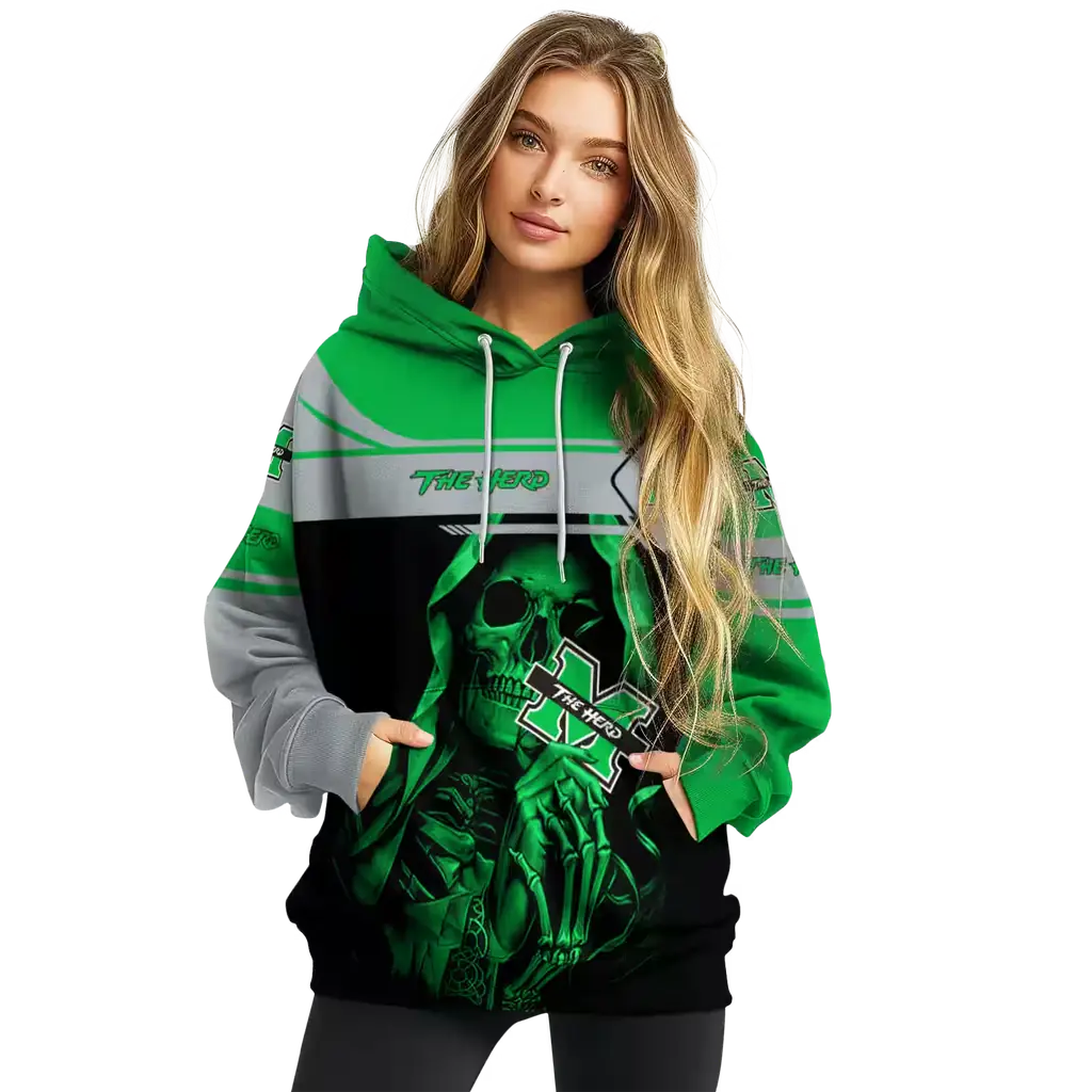 customized marshall thundering herd grim reaper green black hoodie high quality customized marshall thundering herd grim reaper green black hoodie high quality