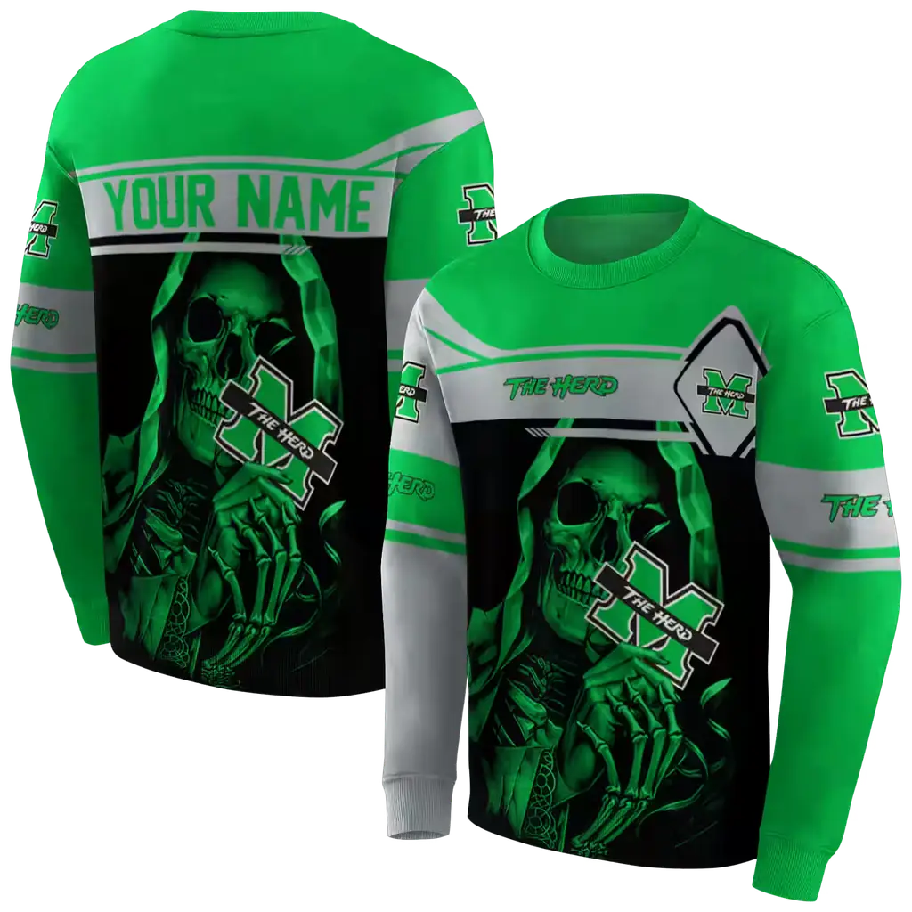 customized marshall thundering herd grim reaper green black hoodie premium grade customized marshall thundering herd grim reaper green black hoodie premium grade