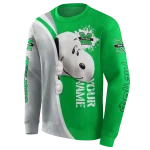 customized marshall thundering herd peeking snoopy green hoodie best selling