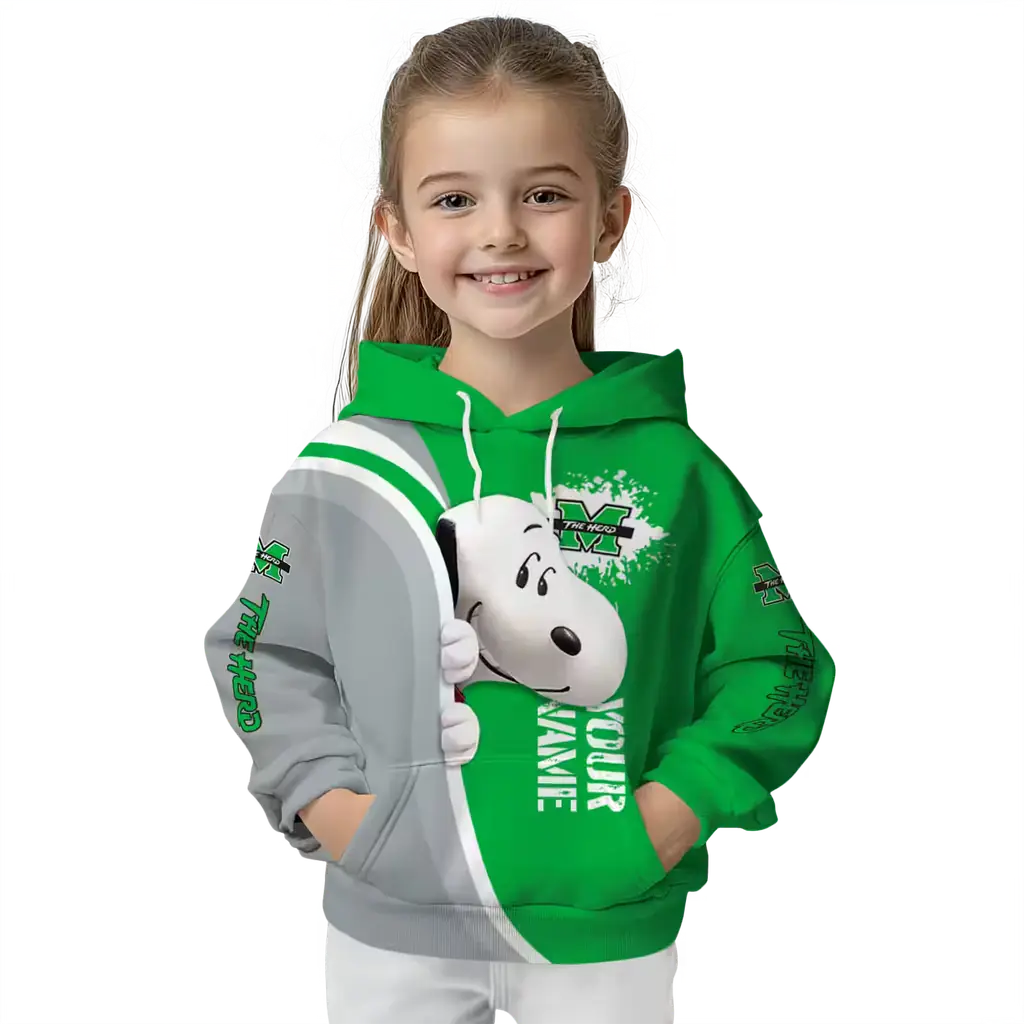 customized marshall thundering herd peeking snoopy green hoodie top rated customized marshall thundering herd peeking snoopy green hoodie top rated