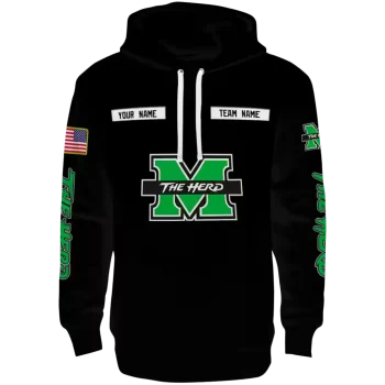 customized marshall thundering herd punisher skull black hoodie best selling