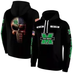 customized marshall thundering herd punisher skull black hoodie best selling