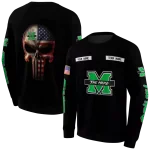 customized marshall thundering herd punisher skull black hoodie best selling