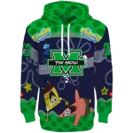 customized marshall thundering herd spongebob patrick star green navy hoodie best selling