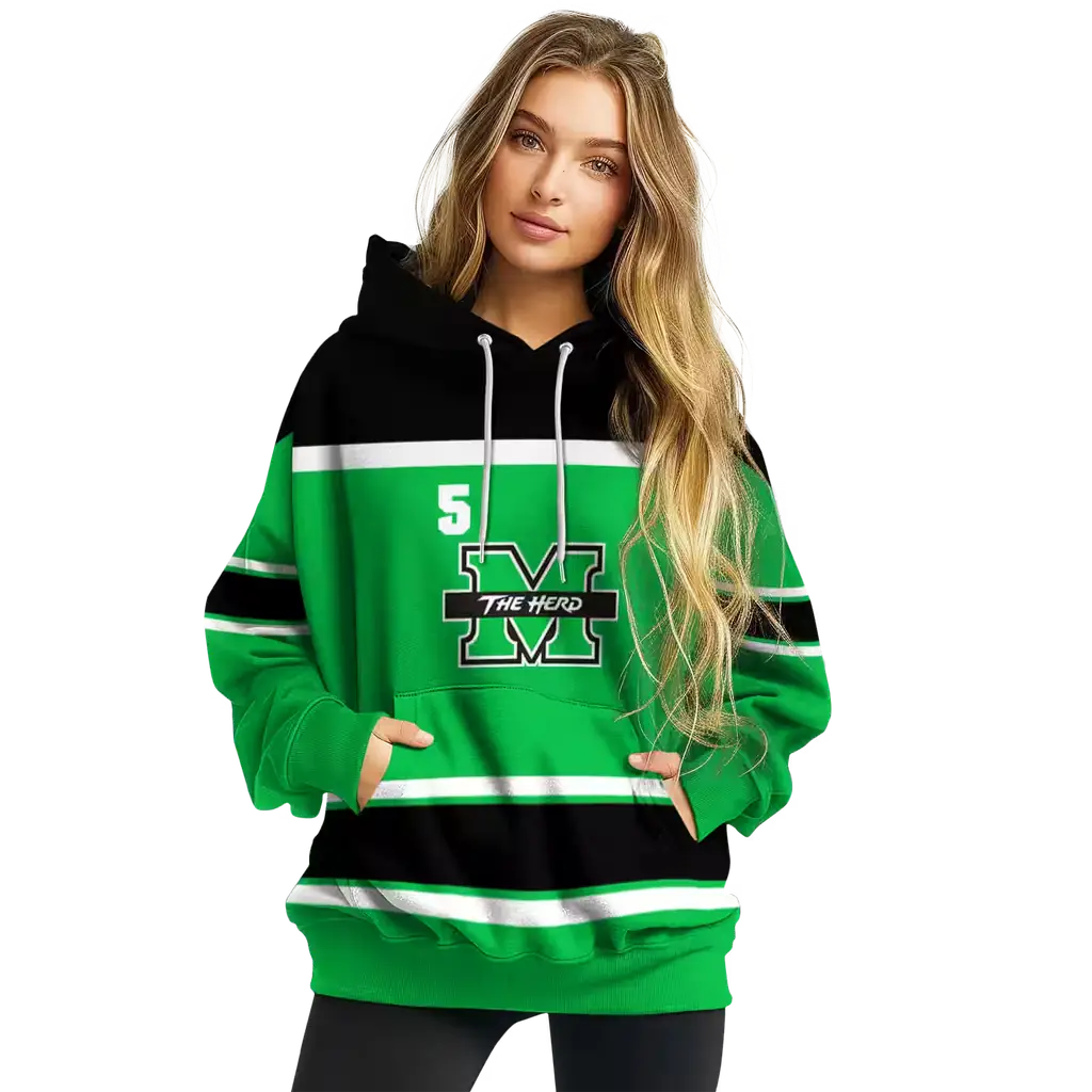 customized marshall thundering herd striped pattern green hoodie high quality customized marshall thundering herd striped pattern green hoodie high quality