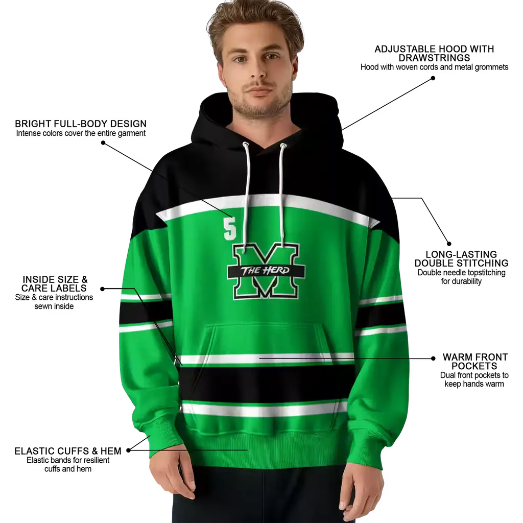 customized marshall thundering herd striped pattern green hoodie latest model customized marshall thundering herd striped pattern green hoodie latest model