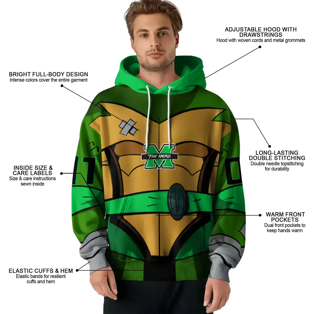 customized marshall thundering herd superhero armor green hoodie latest model customized marshall thundering herd superhero armor green hoodie latest model
