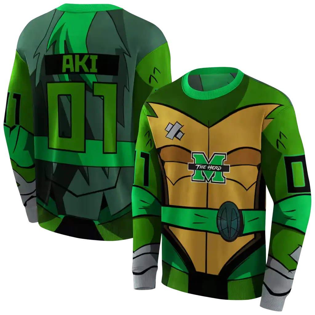 customized marshall thundering herd superhero armor green hoodie premium grade customized marshall thundering herd superhero armor green hoodie premium grade