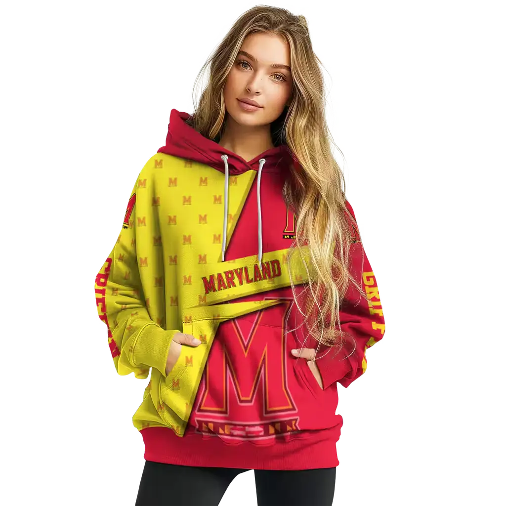 customized maryland terrapins abstract shape red hoodie high quality customized maryland terrapins abstract shape red hoodie high quality