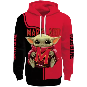 customized maryland terrapins baby yoda red black hoodie best selling