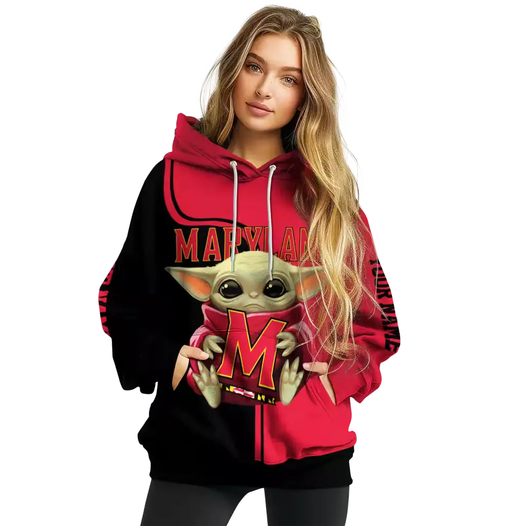 customized maryland terrapins baby yoda red black hoodie high quality customized maryland terrapins baby yoda red black hoodie high quality
