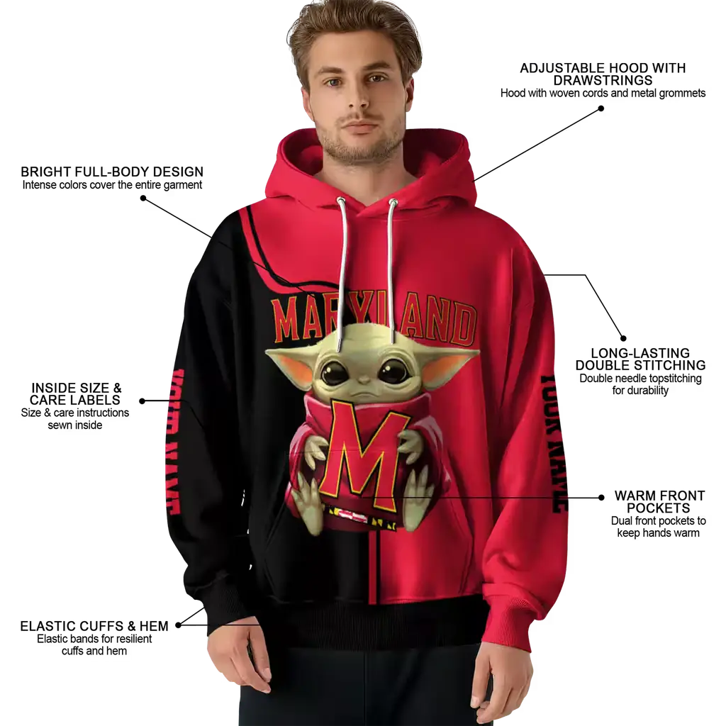 customized maryland terrapins baby yoda red black hoodie latest model customized maryland terrapins baby yoda red black hoodie latest model