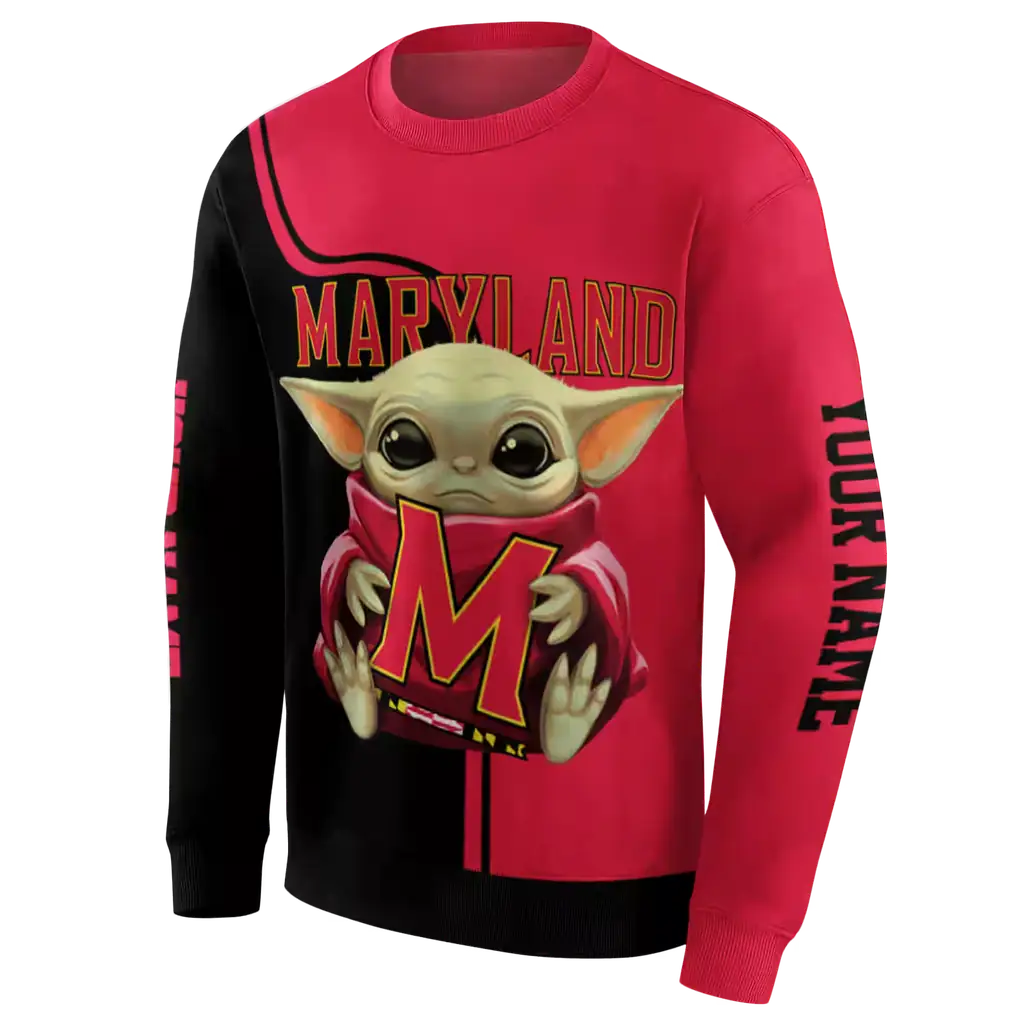 customized maryland terrapins baby yoda red black hoodie new arrival customized maryland terrapins baby yoda red black hoodie new arrival