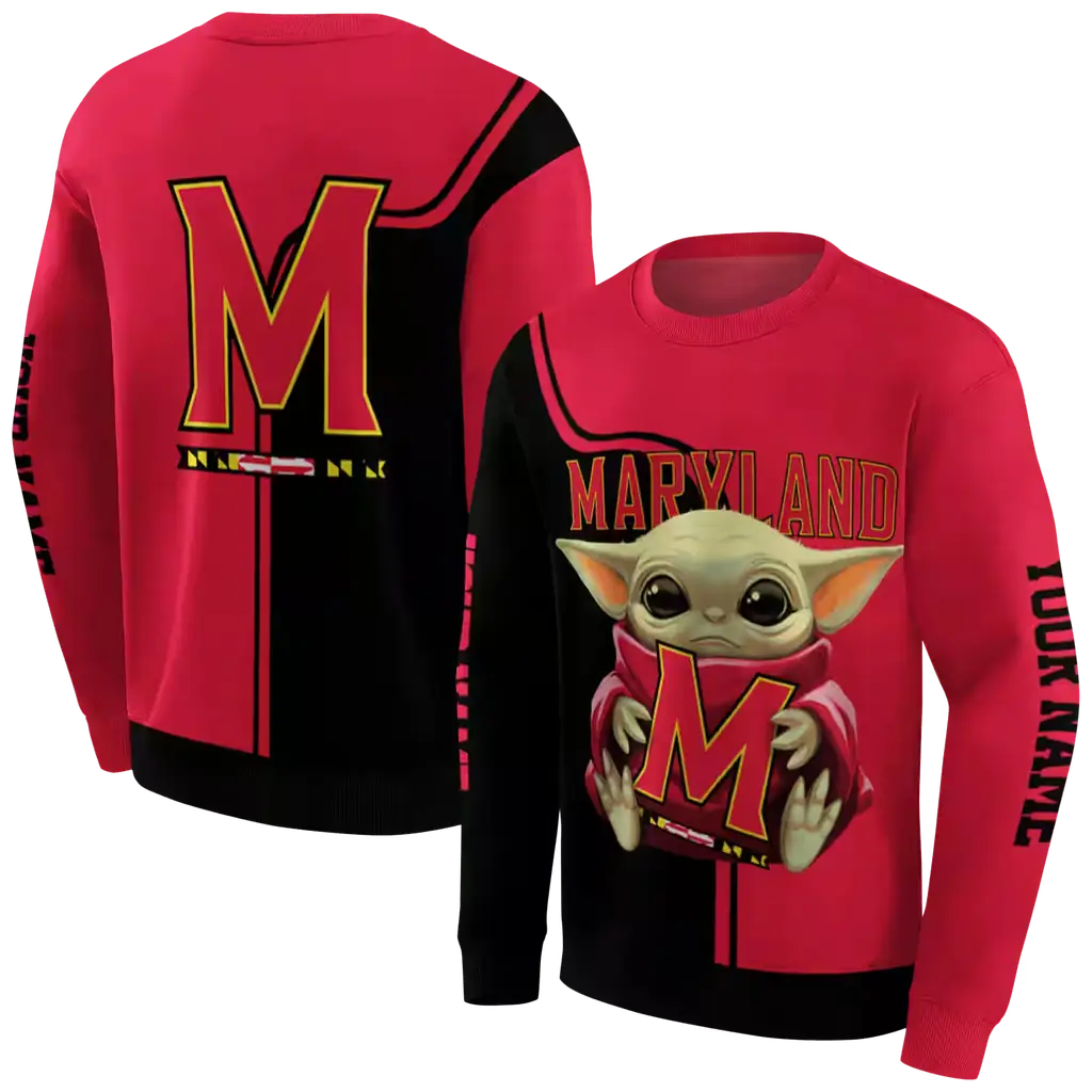 customized maryland terrapins baby yoda red black hoodie premium grade customized maryland terrapins baby yoda red black hoodie premium grade