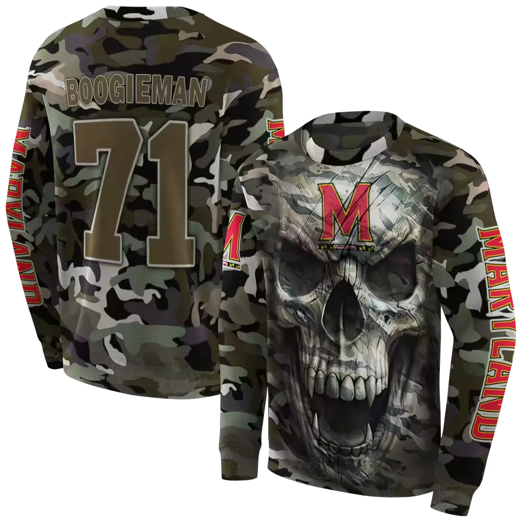 customized maryland terrapins camo skull hoodie premium grade customized maryland terrapins camo skull hoodie premium grade