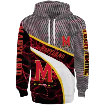 customized maryland terrapins hexagonal mesh red black gray hoodie best selling