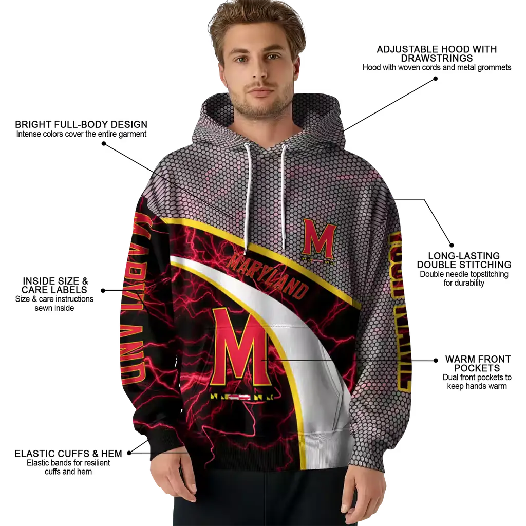 customized maryland terrapins hexagonal mesh red black gray hoodie latest model customized maryland terrapins hexagonal mesh red black gray hoodie latest model