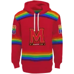 customized maryland terrapins rainbow stripes red hoodie best selling