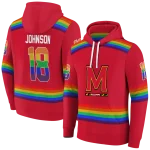 customized maryland terrapins rainbow stripes red hoodie best selling