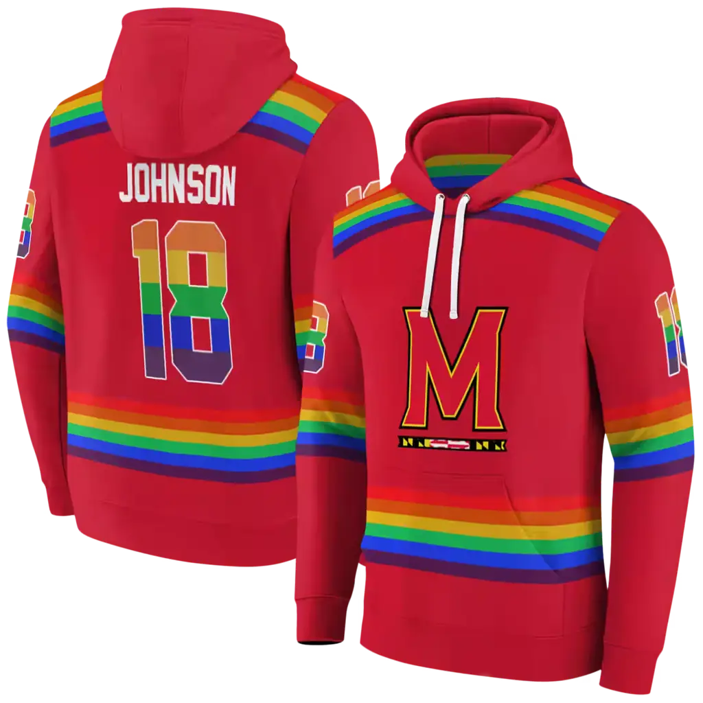 customized maryland terrapins rainbow stripes red hoodie fashion forward customized maryland terrapins rainbow stripes red hoodie fashion forward