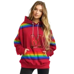 customized maryland terrapins rainbow stripes red hoodie best selling