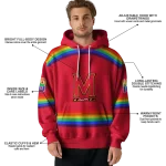 customized maryland terrapins rainbow stripes red hoodie best selling