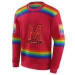 customized maryland terrapins rainbow stripes red hoodie best selling
