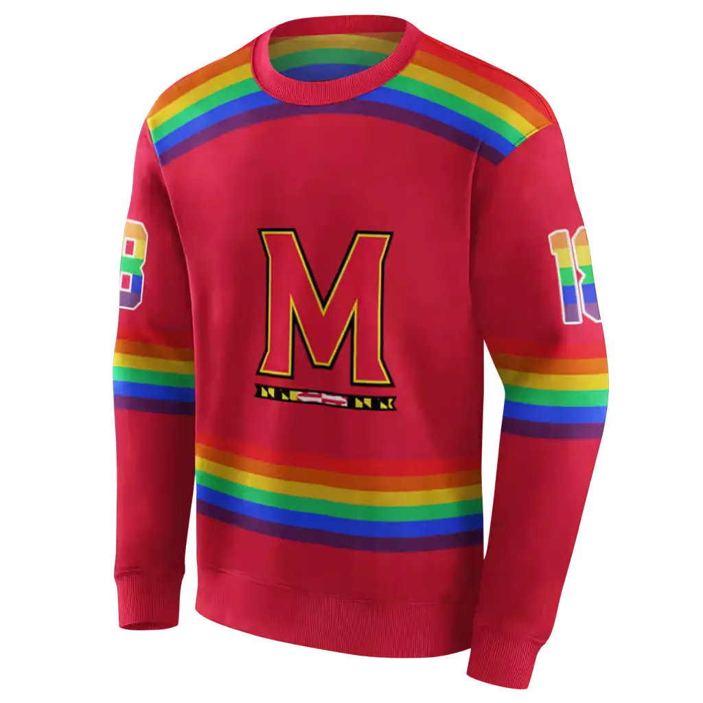 customized maryland terrapins rainbow stripes red hoodie new arrival customized maryland terrapins rainbow stripes red hoodie new arrival