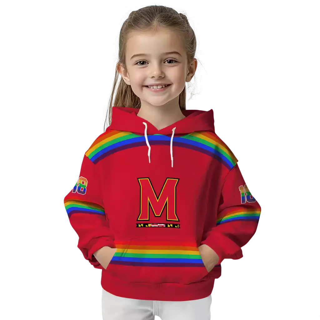 customized maryland terrapins rainbow stripes red hoodie top rated customized maryland terrapins rainbow stripes red hoodie top rated