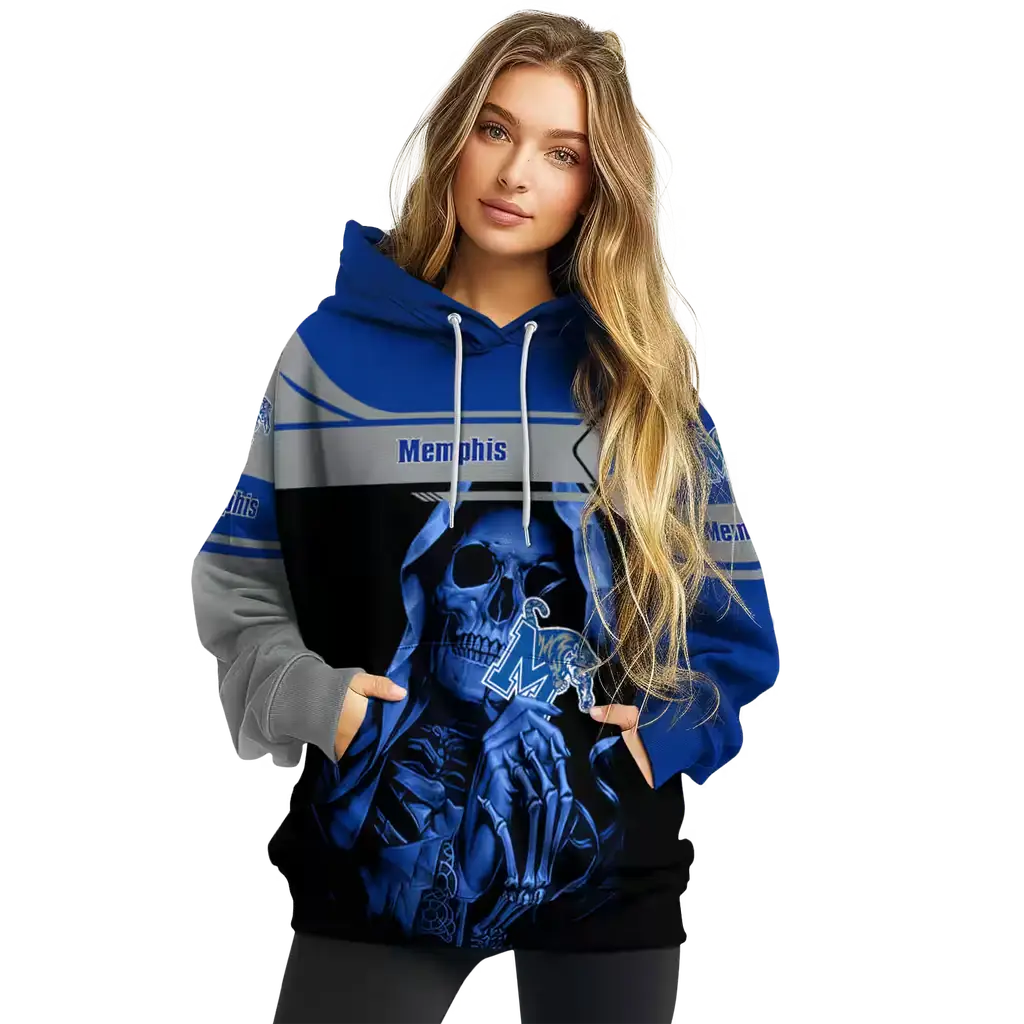 customized memphis tigers grim reaper blue black hoodie high quality customized memphis tigers grim reaper blue black hoodie high quality