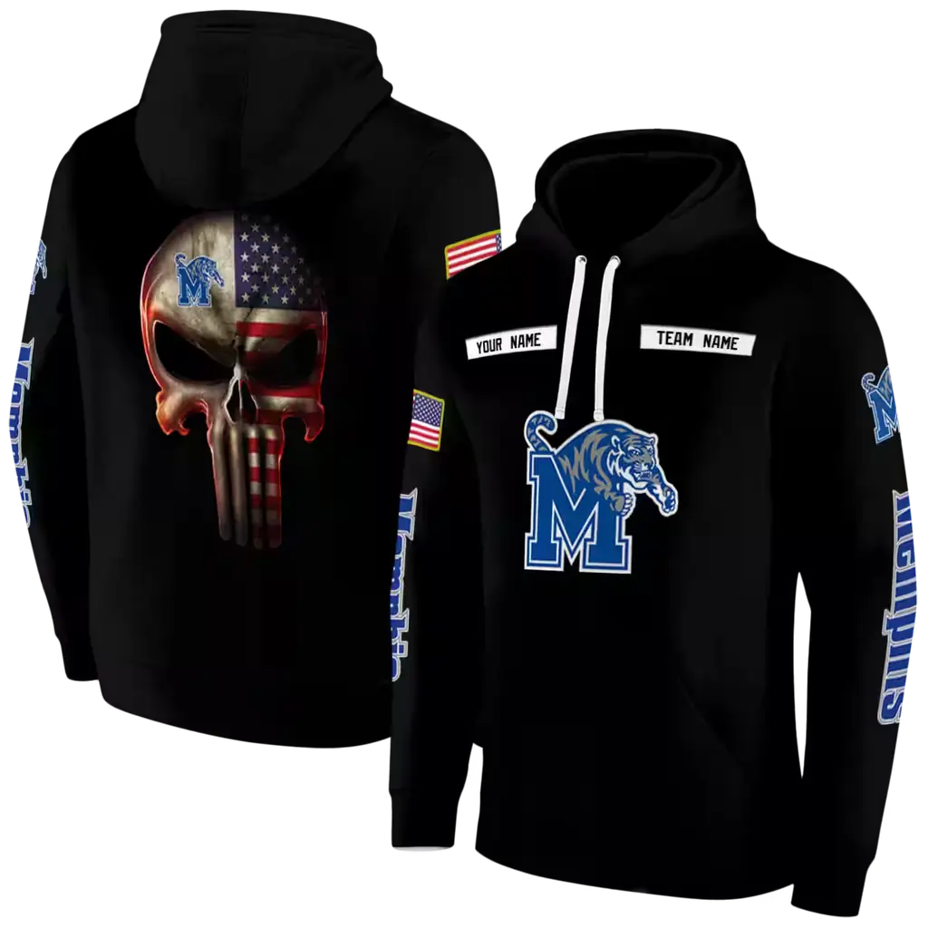 customized memphis tigers punisher skull black hoodie fashion forward customized memphis tigers punisher skull black hoodie fashion forward