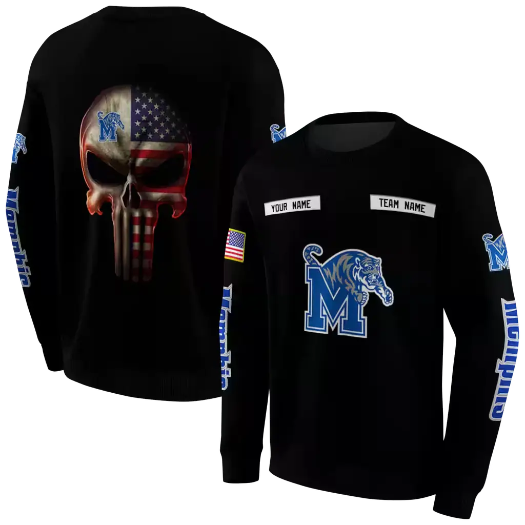customized memphis tigers punisher skull black hoodie premium grade customized memphis tigers punisher skull black hoodie premium grade